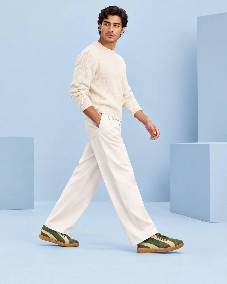 Anuncio línea Hombre con tenis Bosque